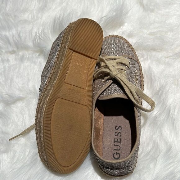 Guess gold sparkling Espadrille size 4.5/5.  B69 - Picture 13 of 14